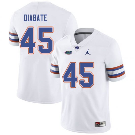 Men's Florida Gators #45 Mohamoud Diabate NCAA Jordan Brand White Authentic Stitched College Football Jersey UUE3362QQ